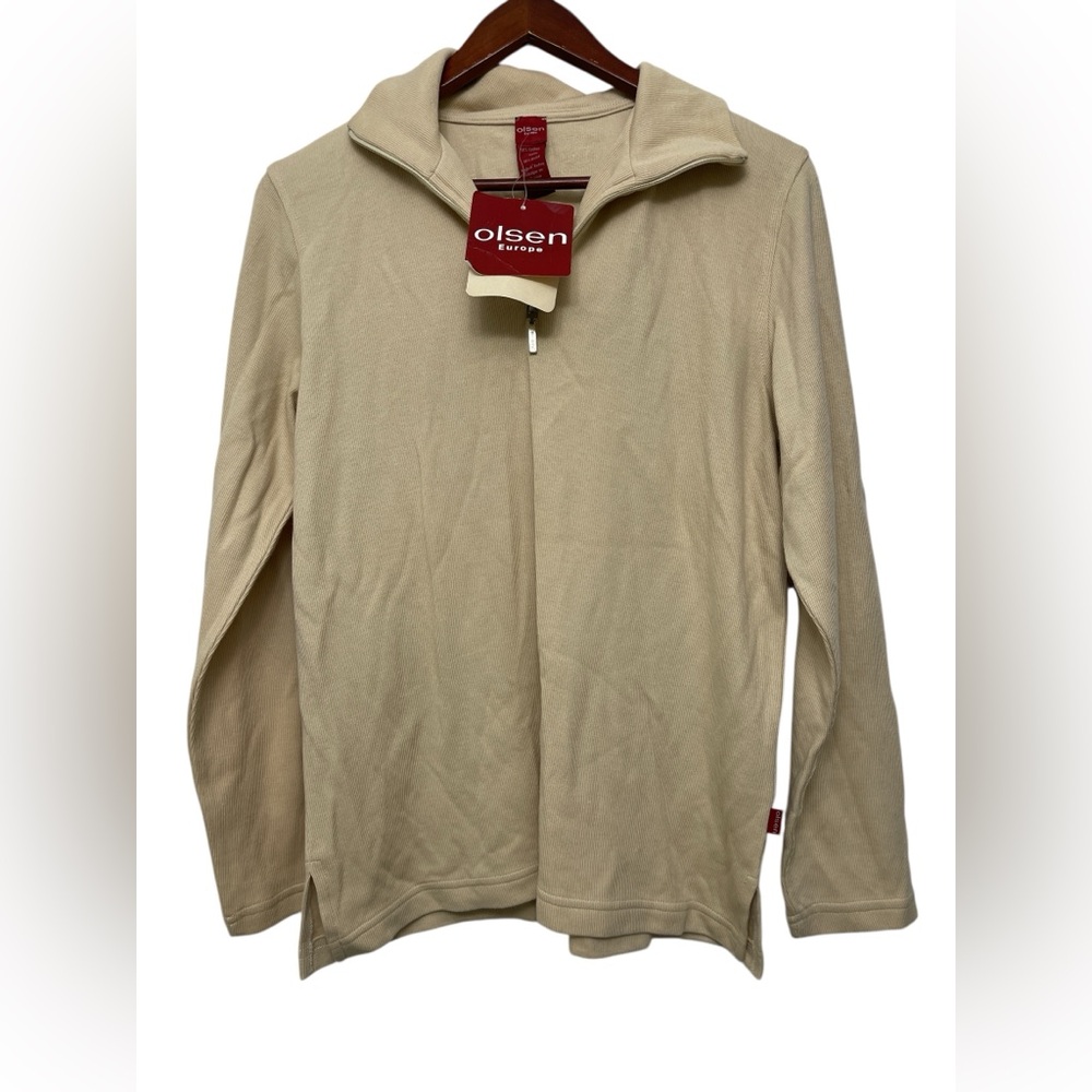 NWT Olsen Beige Half Zip LS Sweater